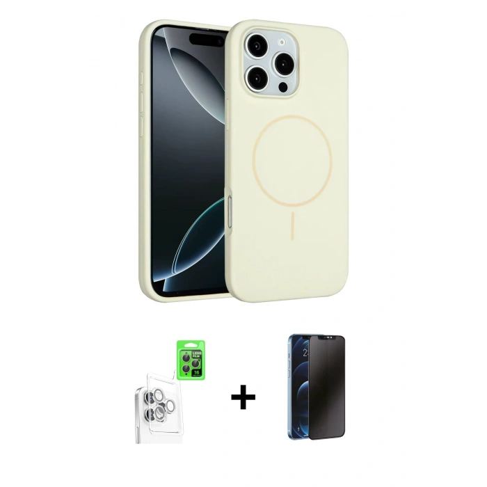 MARSİLYAN™- iPhone 16 Pro Max Kılıf Yankı Form Serisi - Siyah 3D Antistatik Hayalet Cam Ekran Koruyucu + Raze Metal Kamera Lens - BZ