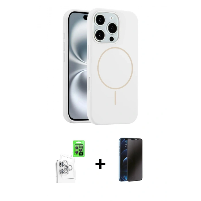 MARSİLYAN™- iPhone 16 Pro Max Kılıf Yankı Form Serisi - Siyah 3D Antistatik Hayalet Cam Ekran Koruyucu + Raze Metal Kamera Lens - BZ