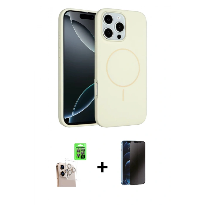 MARSİLYAN™- iPhone 16 Pro Max Kılıf Yankı Form Serisi - Siyah 3D Antistatik Hayalet Cam Ekran Koruyucu + Raze Metal Kamera Lens - NLGY