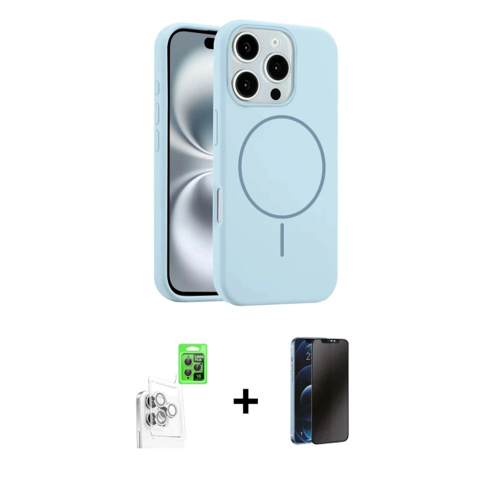MARSİLYAN™- iPhone 16 Pro Max Kılıf Yankı Form Serisi - Siyah 3D Antistatik Hayalet Cam Ekran Koruyucu + Raze Metal Kamera Lens - BZ