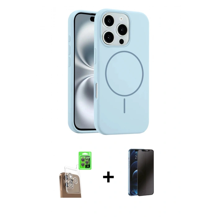 MARSİLYAN™- iPhone 16 Pro Max Kılıf Yankı Form Serisi - Siyah 3D Antistatik Hayalet Cam Ekran Koruyucu + Raze Metal Kamera Lens - CLTM