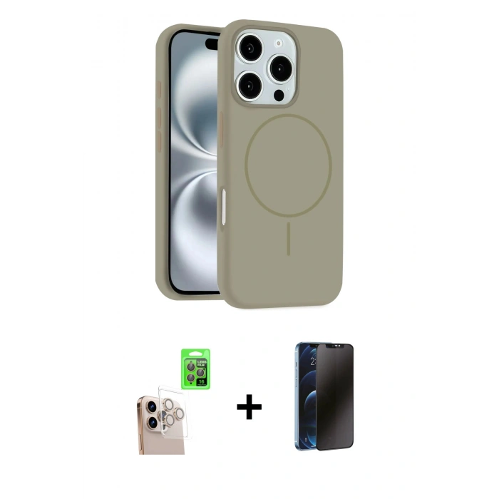 MARSİLYAN™- iPhone 16 Pro Max Kılıf Yankı Form Serisi - Siyah 3D Antistatik Hayalet Cam Ekran Koruyucu + Raze Metal Kamera Lens - NLGY