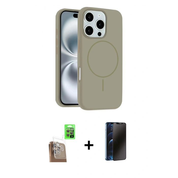 MARSİLYAN™- iPhone 16 Pro Max Kılıf Yankı Form Serisi - Siyah 3D Antistatik Hayalet Cam Ekran Koruyucu + Raze Metal Kamera Lens - CLTM
