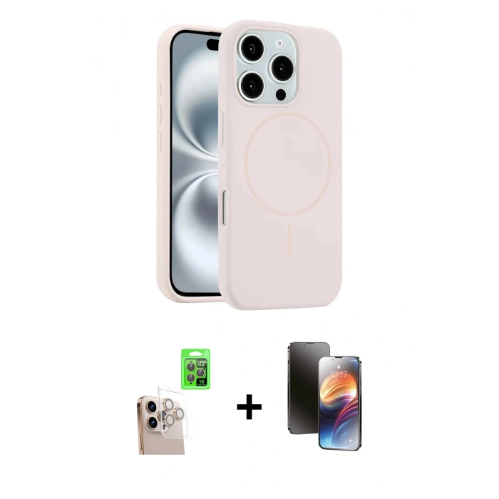 MARSİLYAN™- iPhone 16 Pro Max Kılıf Yankı Form Serisi - Siyah 3D Antistatik Mat Seramik Nano Ekran Koruyucu + Raze Metal Kamera Lens - NLGY
