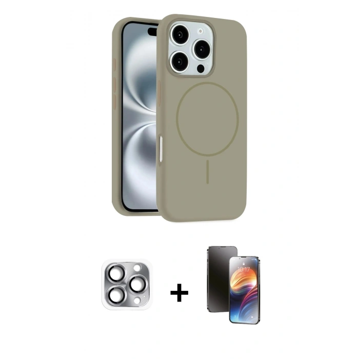 MARSİLYAN™- iPhone 16 Pro Max Kılıf Yankı Form Serisi - Siyah 3D Antistatik Mat Seramik Nano Ekran Koruyucu + Pers Alüminyum Kamera Lens - GI