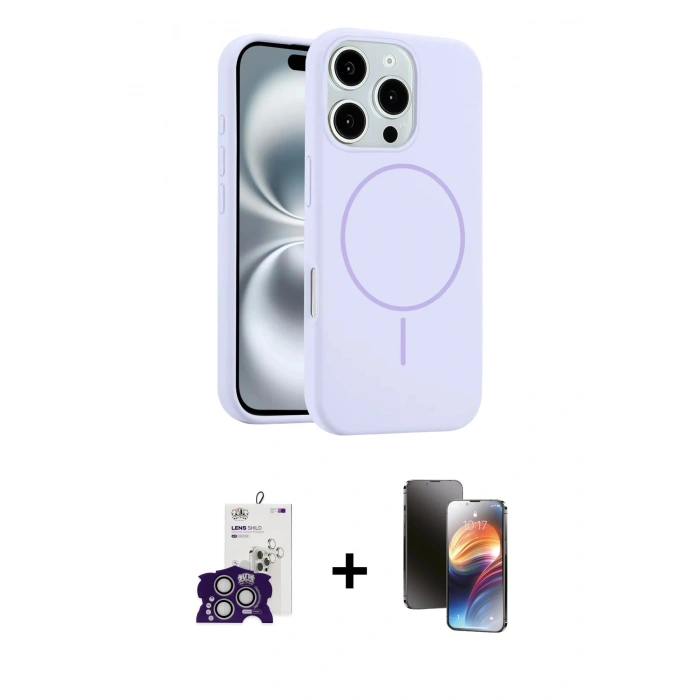 MARSİLYAN™- iPhone 16 Pro Max Kılıf Yankı Form Serisi - Siyah 3D Antistatik Mat Seramik Nano Ekran Koruyucu + Bilvis Titan Kamera Lens - GS