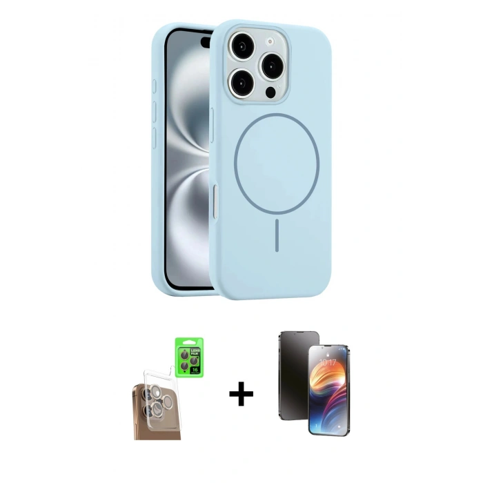 MARSİLYAN™- iPhone 16 Pro Max Kılıf Yankı Form Serisi - Siyah 3D Antistatik Mat Seramik Nano Ekran Koruyucu + Raze Metal Kamera Lens - CLTM