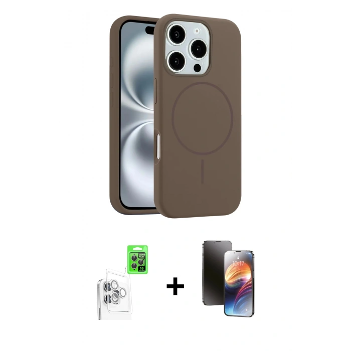 MARSİLYAN™- iPhone 16 Pro Max Kılıf Yankı Form Serisi - Siyah 3D Antistatik Mat Seramik Nano Ekran Koruyucu + Raze Metal Kamera Lens - BZ