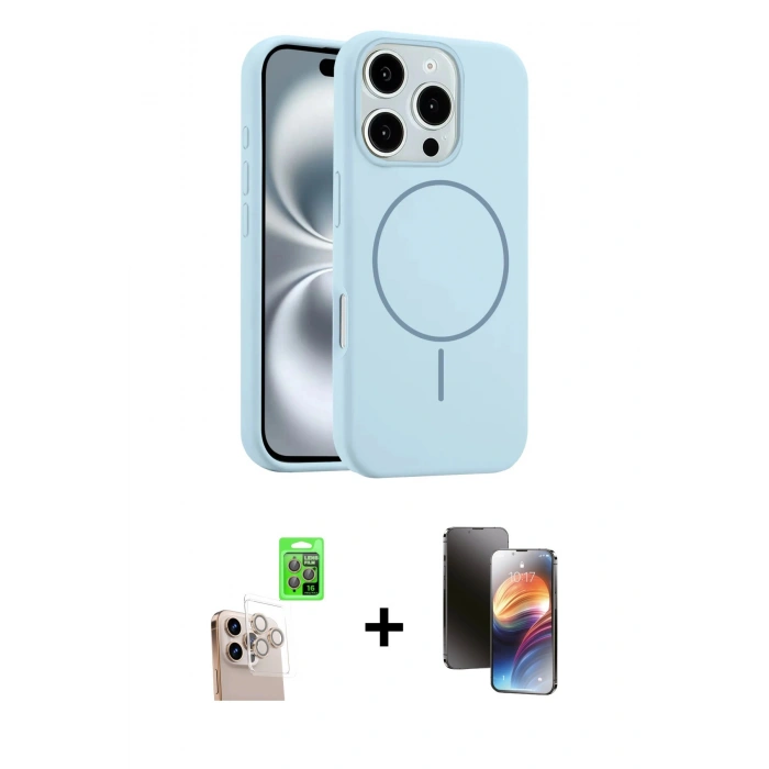 MARSİLYAN™- iPhone 16 Pro Max Kılıf Yankı Form Serisi - Siyah 3D Antistatik Mat Seramik Nano Ekran Koruyucu + Raze Metal Kamera Lens - NLGY
