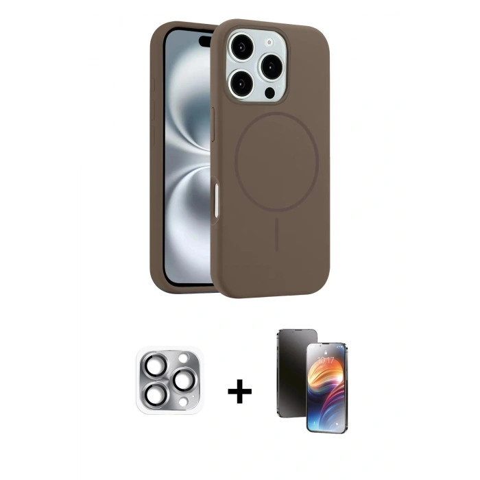 MARSİLYAN™- iPhone 16 Pro Max Kılıf Yankı Form Serisi - Siyah 3D Antistatik Mat Seramik Nano Ekran Koruyucu + Pers Alüminyum Kamera Lens - GI