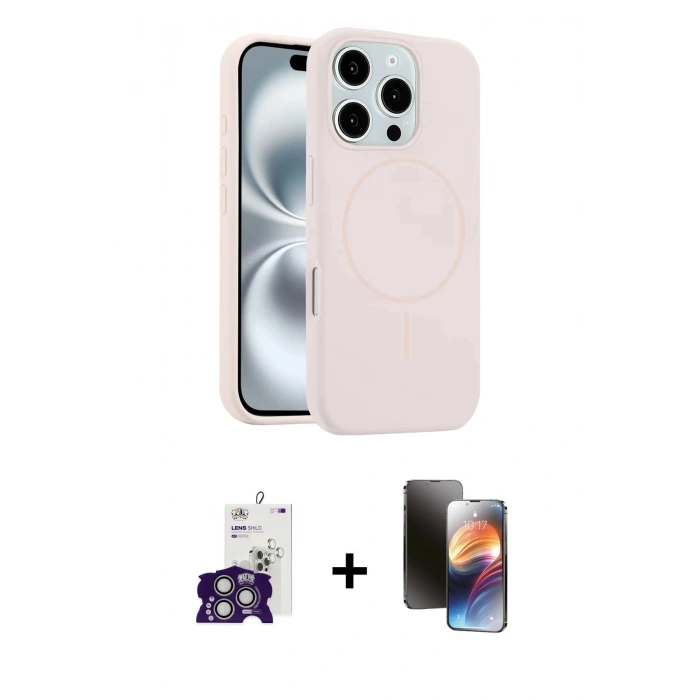 MARSİLYAN™- iPhone 16 Pro Max Kılıf Yankı Form Serisi - Siyah 3D Antistatik Mat Seramik Nano Ekran Koruyucu + Bilvis Titan Kamera Lens - GS