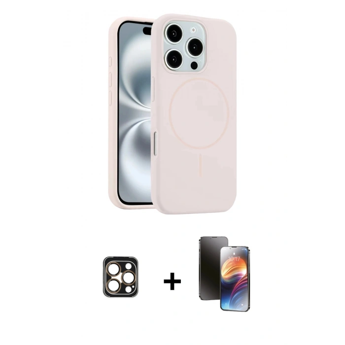 MARSİLYAN™- iPhone 16 Pro Max Kılıf Yankı Form Serisi - Siyah 3D Antistatik Mat Seramik Nano Ekran Koruyucu + PVD Metal Kamera Lens - GD