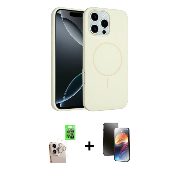 MARSİLYAN™- iPhone 16 Pro Max Kılıf Yankı Form Serisi - Siyah 3D Antistatik Mat Seramik Nano Ekran Koruyucu + Raze Metal Kamera Lens - NLGY