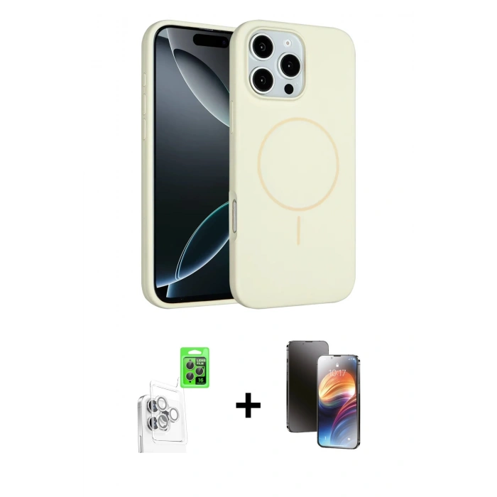 MARSİLYAN™- iPhone 16 Pro Max Kılıf Yankı Form Serisi - Siyah 3D Antistatik Mat Seramik Nano Ekran Koruyucu + Raze Metal Kamera Lens - BZ