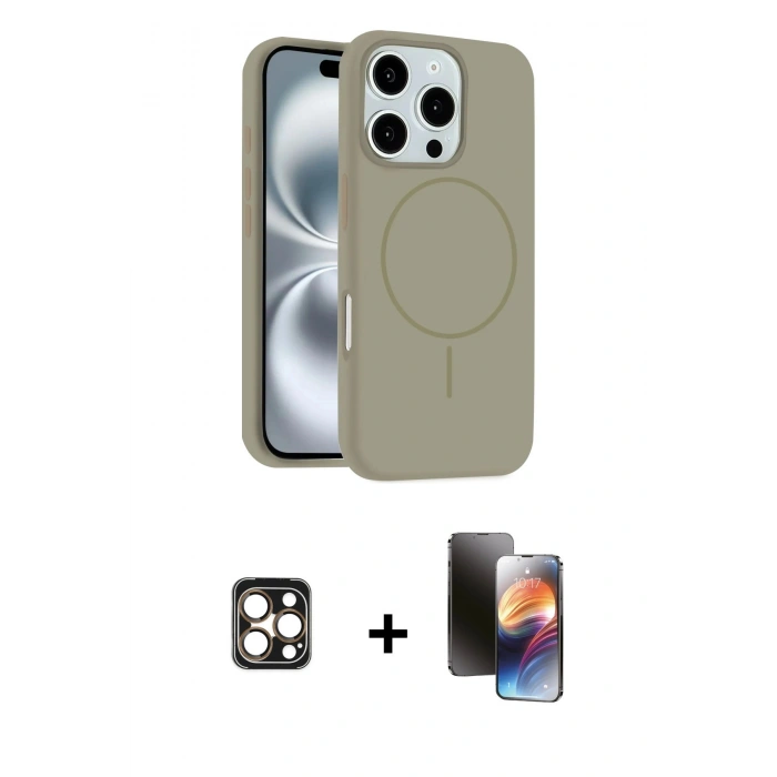 MARSİLYAN™- iPhone 16 Pro Max Kılıf Yankı Form Serisi - Siyah 3D Antistatik Mat Seramik Nano Ekran Koruyucu + PVD Metal Kamera Lens - GD