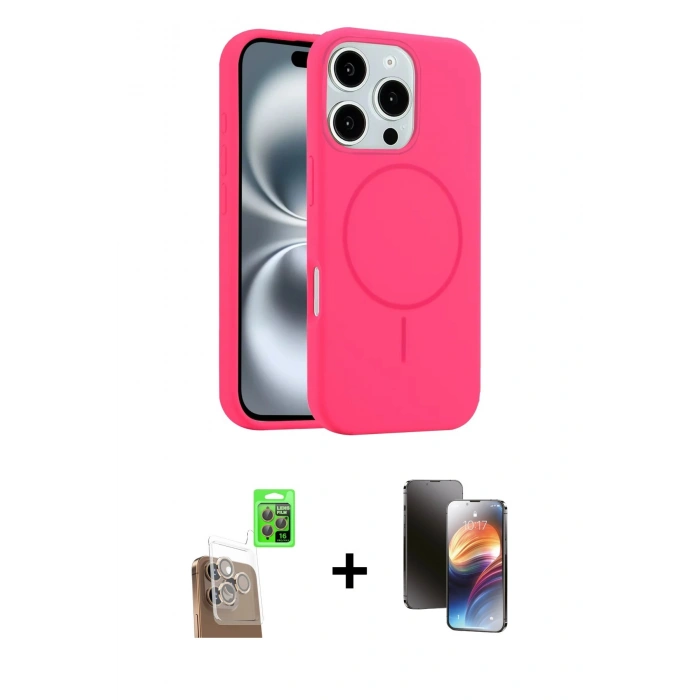 MARSİLYAN™- iPhone 16 Pro Max Kılıf Yankı Form Serisi - Siyah 3D Antistatik Mat Seramik Nano Ekran Koruyucu + Raze Metal Kamera Lens - CLTM