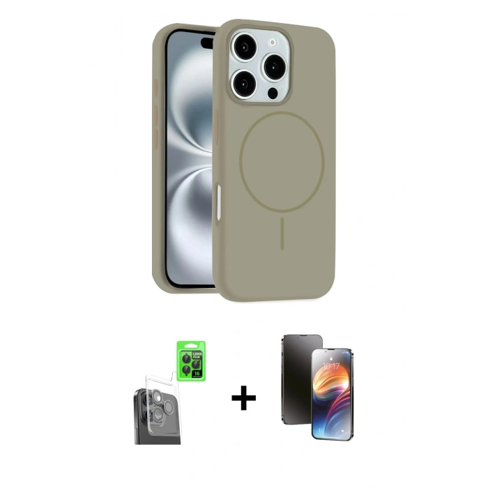 MARSİLYAN™- iPhone 16 Pro Max Kılıf Yankı Form Serisi - Siyah 3D Antistatik Mat Seramik Nano Ekran Koruyucu + Raze Metal Kamera Lens - SH