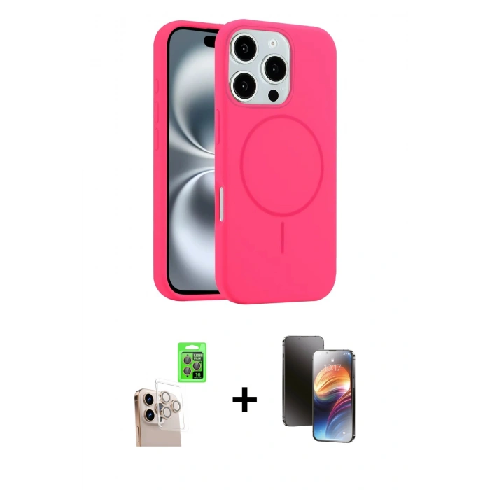 MARSİLYAN™- iPhone 16 Pro Max Kılıf Yankı Form Serisi - Siyah 3D Antistatik Mat Seramik Nano Ekran Koruyucu + Raze Metal Kamera Lens - NLGY