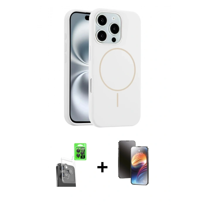 MARSİLYAN™- iPhone 16 Pro Max Kılıf Yankı Form Serisi - Siyah 3D Antistatik Mat Seramik Nano Ekran Koruyucu + Raze Metal Kamera Lens - SH