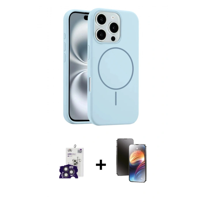 MARSİLYAN™- iPhone 16 Pro Max Kılıf Yankı Form Serisi - Siyah 3D Antistatik Mat Seramik Nano Ekran Koruyucu + Bilvis Titan Kamera Lens - TMGI