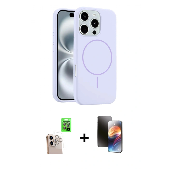 MARSİLYAN™- iPhone 16 Pro Max Kılıf Yankı Form Serisi - Siyah 3D Antistatik Mat Seramik Nano Ekran Koruyucu + Raze Metal Kamera Lens - NLGY