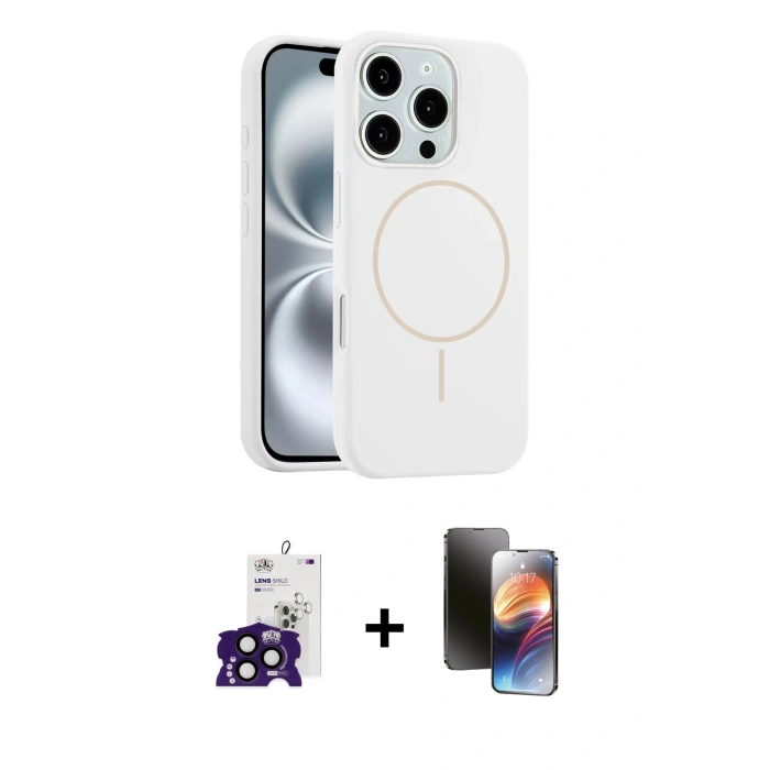 MARSİLYAN™- iPhone 16 Pro Max Kılıf Yankı Form Serisi - Siyah 3D Antistatik Mat Seramik Nano Ekran Koruyucu + Bilvis Titan Kamera Lens - SH