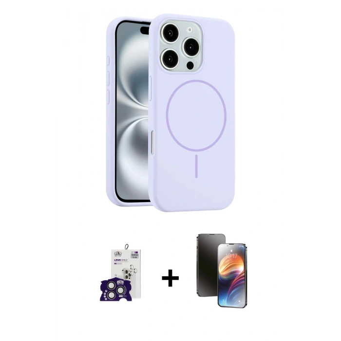 MARSİLYAN™- iPhone 16 Pro Max Kılıf Yankı Form Serisi - Siyah 3D Antistatik Mat Seramik Nano Ekran Koruyucu + Bilvis Titan Kamera Lens - TMGI