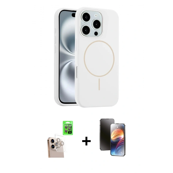 MARSİLYAN™- iPhone 16 Pro Max Kılıf Yankı Form Serisi - Siyah 3D Antistatik Mat Seramik Nano Ekran Koruyucu + Raze Metal Kamera Lens - NLGY