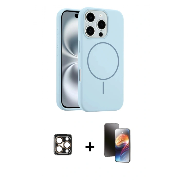 MARSİLYAN™- iPhone 16 Pro Max Kılıf Yankı Form Serisi - Siyah 3D Antistatik Mat Seramik Nano Ekran Koruyucu + PVD Metal Kamera Lens - GD