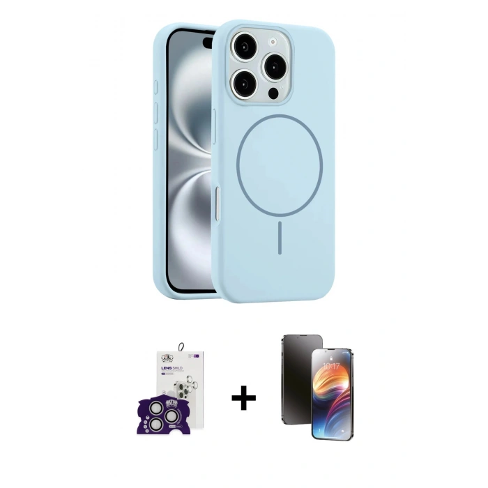 MARSİLYAN™- iPhone 16 Pro Max Kılıf Yankı Form Serisi - Siyah 3D Antistatik Mat Seramik Nano Ekran Koruyucu + Bilvis Titan Kamera Lens - GS
