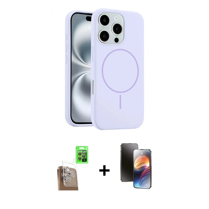 MARSİLYAN™- iPhone 16 Pro Max Kılıf Yankı Form Serisi - Siyah 3D Antistatik Mat Seramik Nano Ekran Koruyucu + Raze Metal Kamera Lens - CLTM