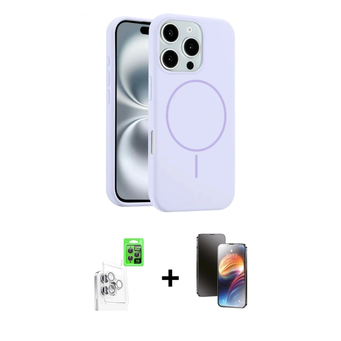 MARSİLYAN™- iPhone 16 Pro Max Kılıf Yankı Form Serisi - Siyah 3D Antistatik Mat Seramik Nano Ekran Koruyucu + Raze Metal Kamera Lens - BZ