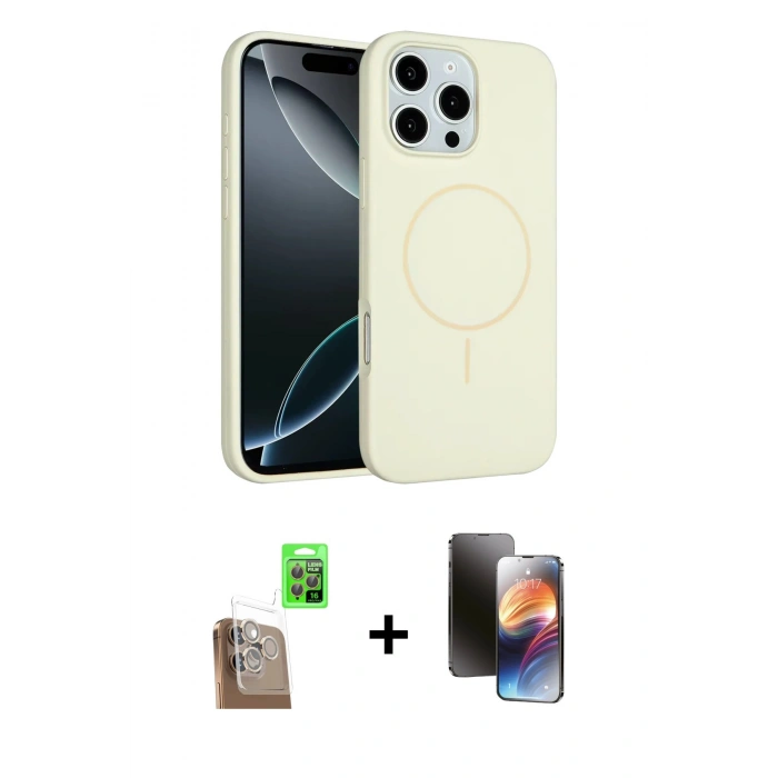 MARSİLYAN™- iPhone 16 Pro Max Kılıf Yankı Form Serisi - Siyah 3D Antistatik Mat Seramik Nano Ekran Koruyucu + Raze Metal Kamera Lens - CLTM