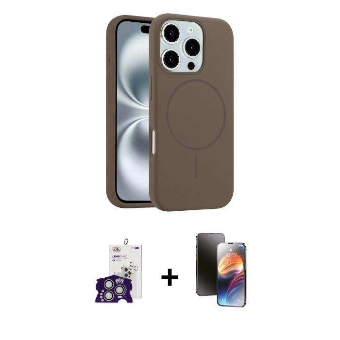 MARSİLYAN™- iPhone 16 Pro Max Kılıf Yankı Form Serisi - Siyah 3D Antistatik Mat Seramik Nano Ekran Koruyucu + Bilvis Titan Kamera Lens - GS
