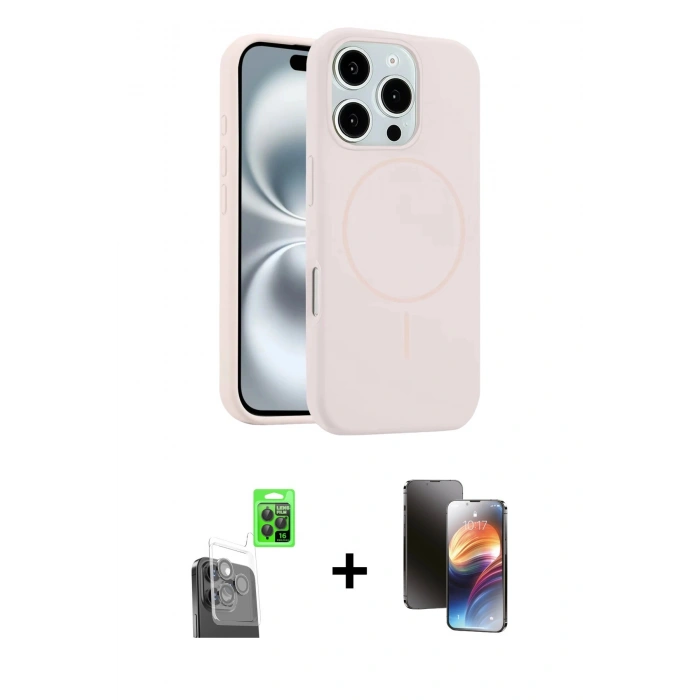 MARSİLYAN™- iPhone 16 Pro Max Kılıf Yankı Form Serisi - Siyah 3D Antistatik Mat Seramik Nano Ekran Koruyucu + Raze Metal Kamera Lens - SH
