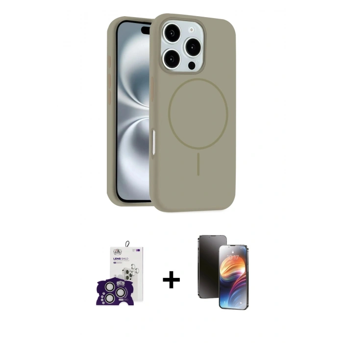 MARSİLYAN™- iPhone 16 Pro Max Kılıf Yankı Form Serisi - Siyah 3D Antistatik Mat Seramik Nano Ekran Koruyucu + Bilvis Titan Kamera Lens - GS
