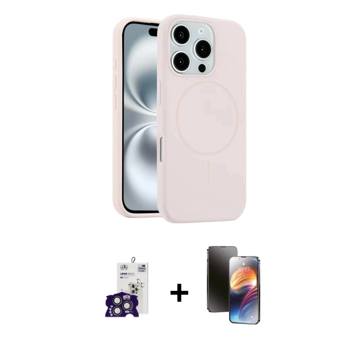 MARSİLYAN™- iPhone 16 Pro Max Kılıf Yankı Form Serisi - Siyah 3D Antistatik Mat Seramik Nano Ekran Koruyucu + Bilvis Titan Kamera Lens - TMGI