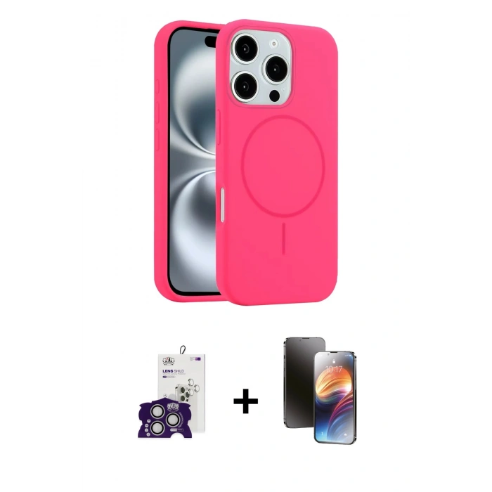 MARSİLYAN™- iPhone 16 Pro Max Kılıf Yankı Form Serisi - Siyah 3D Antistatik Mat Seramik Nano Ekran Koruyucu + Bilvis Titan Kamera Lens - GS