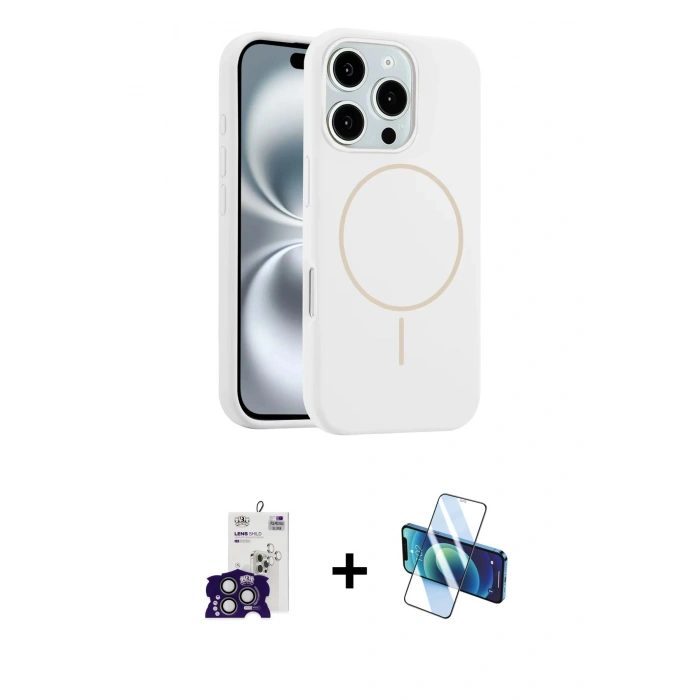 MARSİLYAN™- iPhone 16 Pro Max Kılıf Yankı Form Serisi - Siyah 3D Antistatik Seramik Nano Ekran Koruyucu + Bilvis Titan Kamera Lens - TMGI