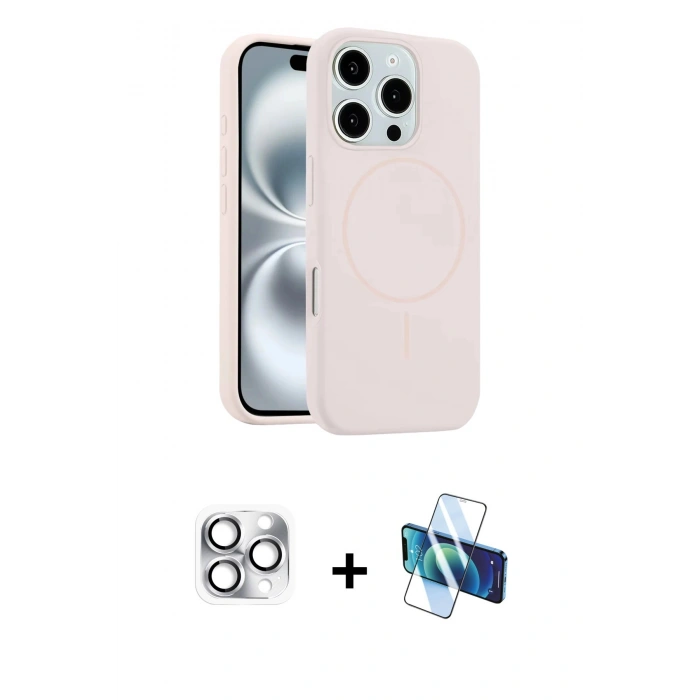 MARSİLYAN™- iPhone 16 Pro Max Kılıf Yankı Form Serisi - Siyah 3D Antistatik Seramik Nano Ekran Koruyucu + Pers Alüminyum Kamera Lens - GS