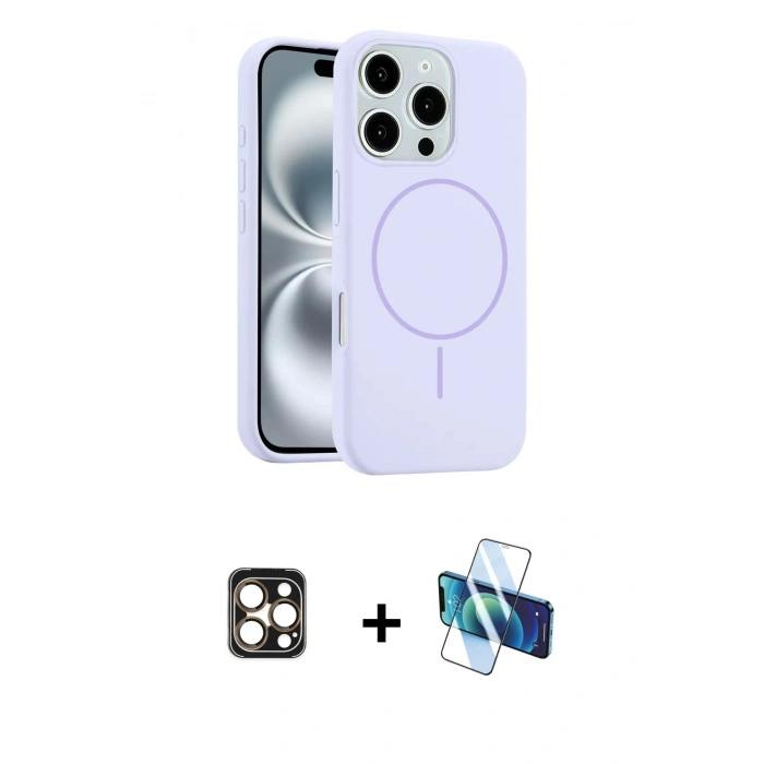 MARSİLYAN™- iPhone 16 Pro Max Kılıf Yankı Form Serisi - Siyah 3D Antistatik Seramik Nano Ekran Koruyucu + PVD Metal Kamera Lens - GD