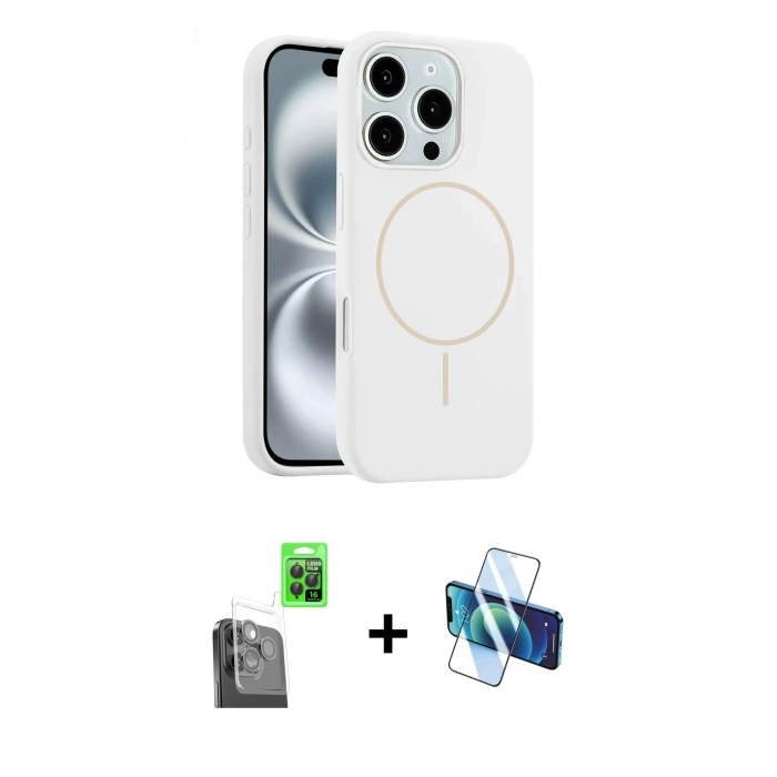 MARSİLYAN™- iPhone 16 Pro Max Kılıf Yankı Form Serisi - Siyah 3D Antistatik Seramik Nano Ekran Koruyucu + Raze Metal Kamera Lens - SH