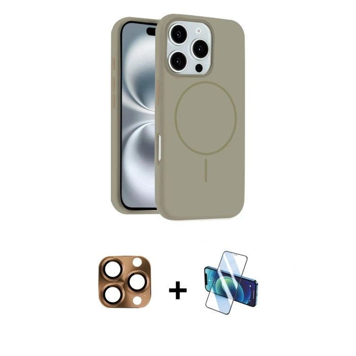 MARSİLYAN™- iPhone 16 Pro Max Kılıf Yankı Form Serisi - Siyah 3D Antistatik Seramik Nano Ekran Koruyucu + Pers Alüminyum Kamera Lens - CLTM