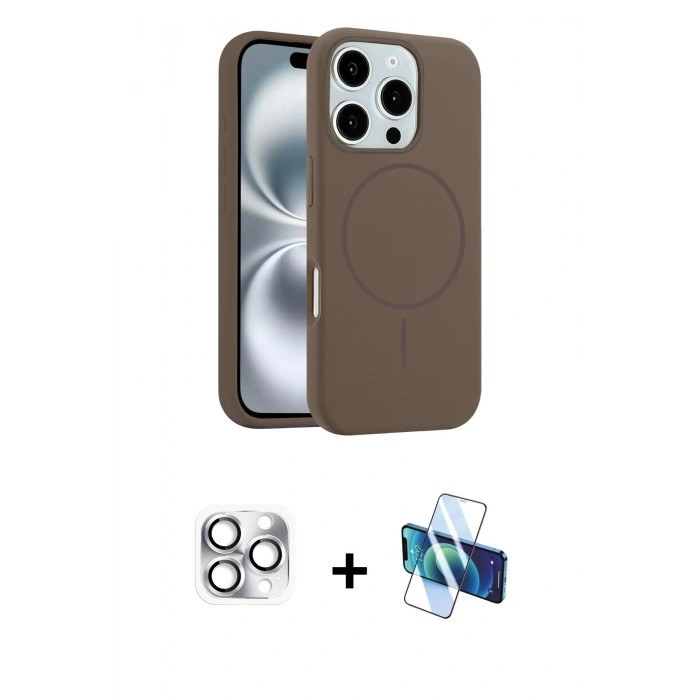 MARSİLYAN™- iPhone 16 Pro Max Kılıf Yankı Form Serisi - Siyah 3D Antistatik Seramik Nano Ekran Koruyucu + Pers Alüminyum Kamera Lens - GS