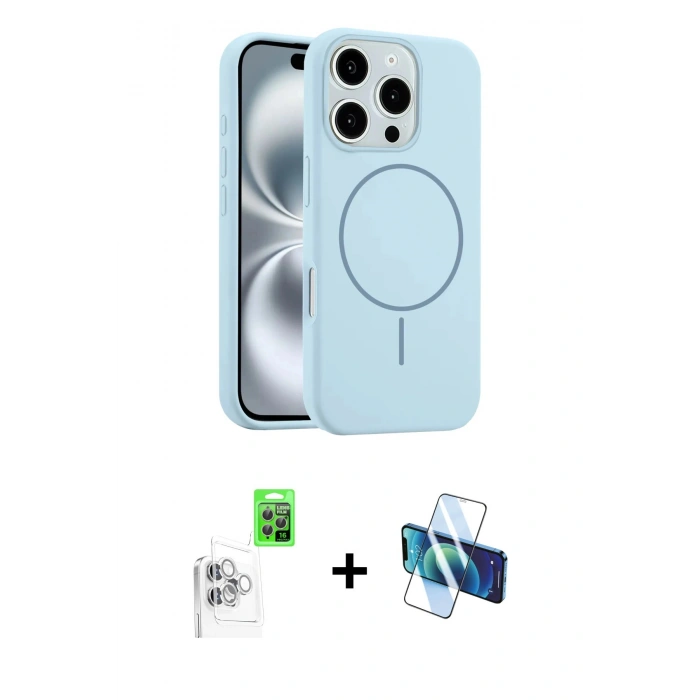 MARSİLYAN™- iPhone 16 Pro Max Kılıf Yankı Form Serisi - Siyah 3D Antistatik Seramik Nano Ekran Koruyucu + Raze Metal Kamera Lens - BZ