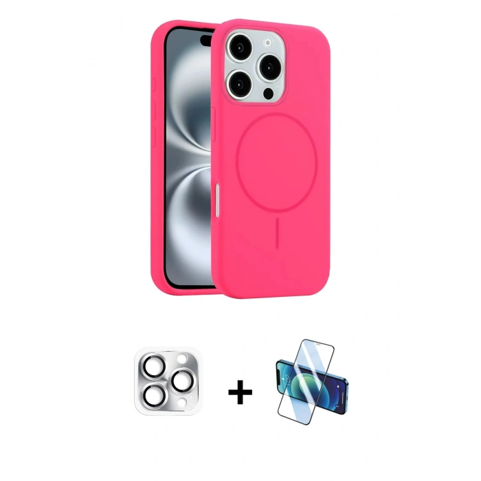 MARSİLYAN™- iPhone 16 Pro Max Kılıf Yankı Form Serisi - Siyah 3D Antistatik Seramik Nano Ekran Koruyucu + Pers Alüminyum Kamera Lens - GS