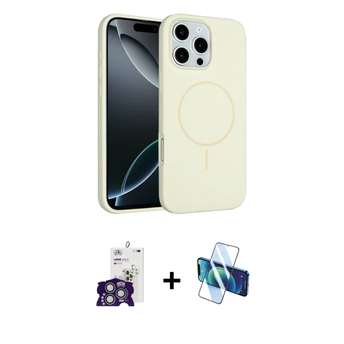 MARSİLYAN™- iPhone 16 Pro Max Kılıf Yankı Form Serisi - Siyah 3D Antistatik Seramik Nano Ekran Koruyucu + Bilvis Titan Kamera Lens - GS