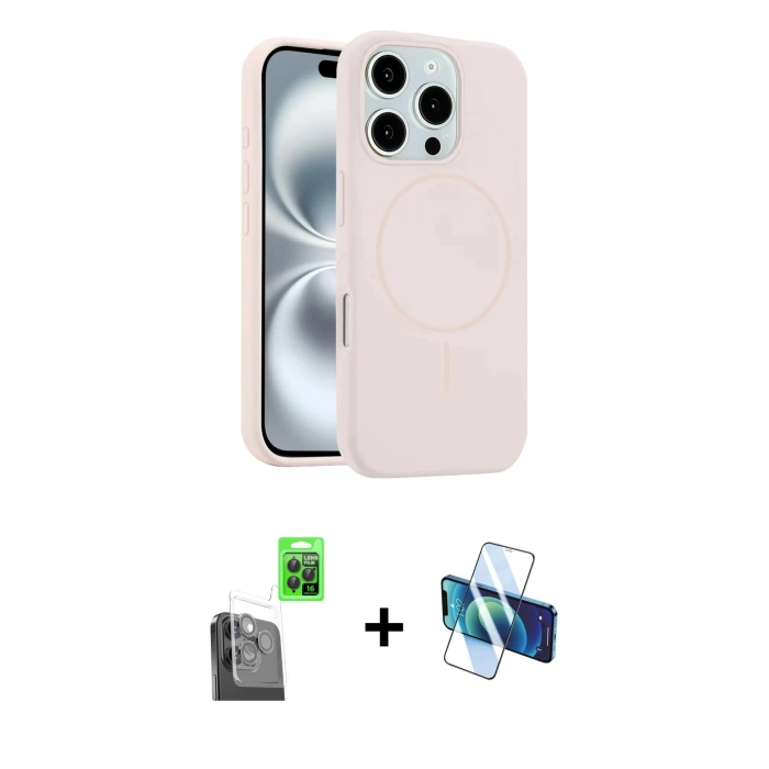 MARSİLYAN™- iPhone 16 Pro Max Kılıf Yankı Form Serisi - Siyah 3D Antistatik Seramik Nano Ekran Koruyucu + Raze Metal Kamera Lens - SH