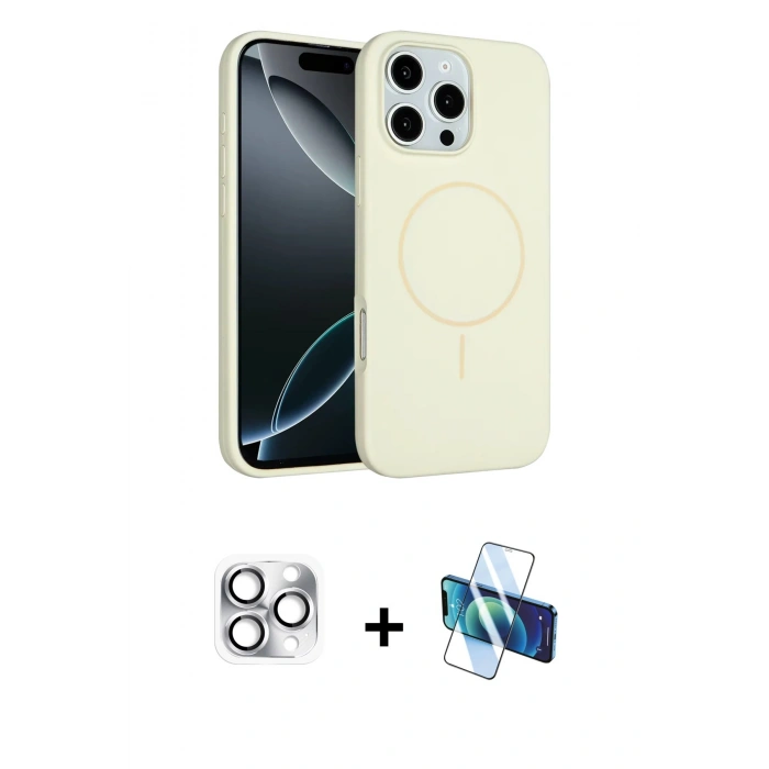 MARSİLYAN™- iPhone 16 Pro Max Kılıf Yankı Form Serisi - Siyah 3D Antistatik Seramik Nano Ekran Koruyucu + Pers Alüminyum Kamera Lens - GS