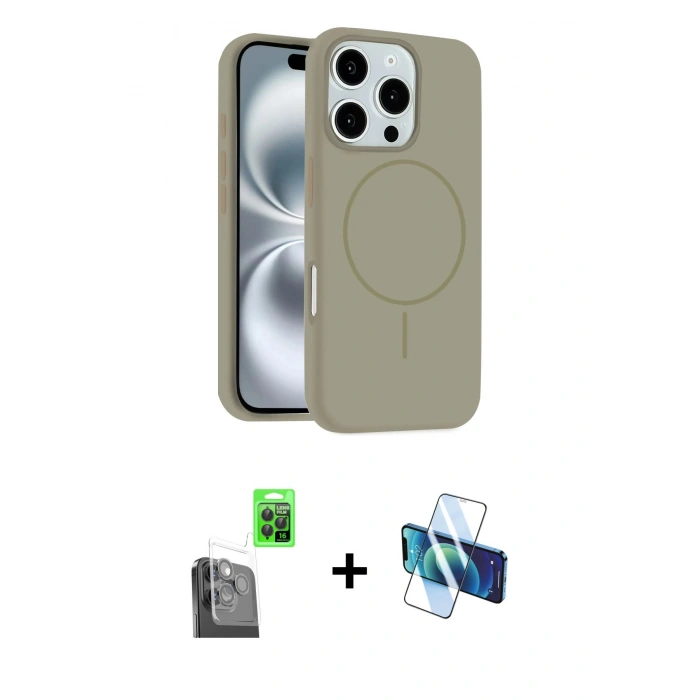 MARSİLYAN™- iPhone 16 Pro Max Kılıf Yankı Form Serisi - Siyah 3D Antistatik Seramik Nano Ekran Koruyucu + Raze Metal Kamera Lens - SH
